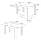 Tavolo Era, schema misure dettagliato: 140x80 cm, altezza 75 cm