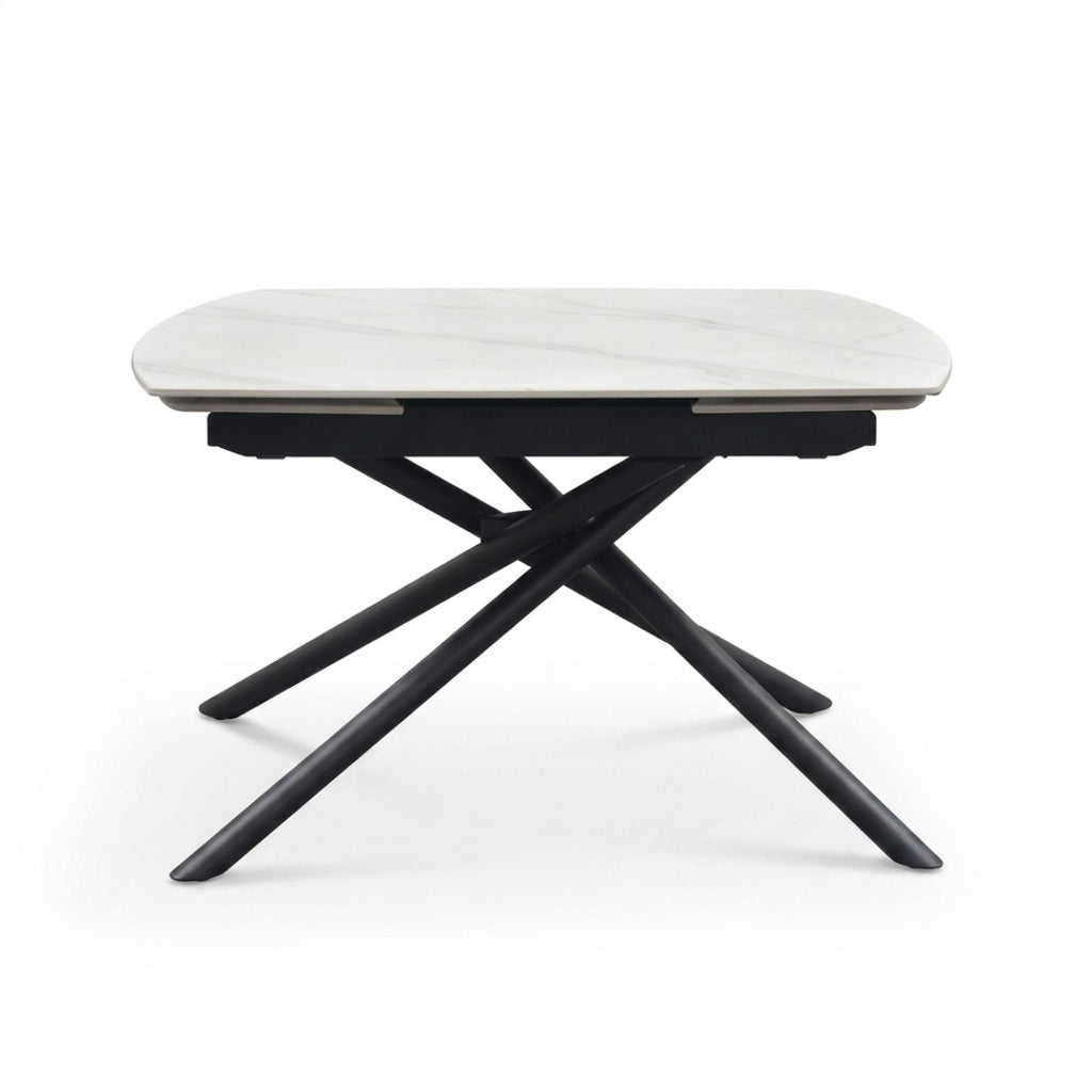 Tavolo Rotante Allungabile Lyra – Ceramica Bianco Statuario e Nero