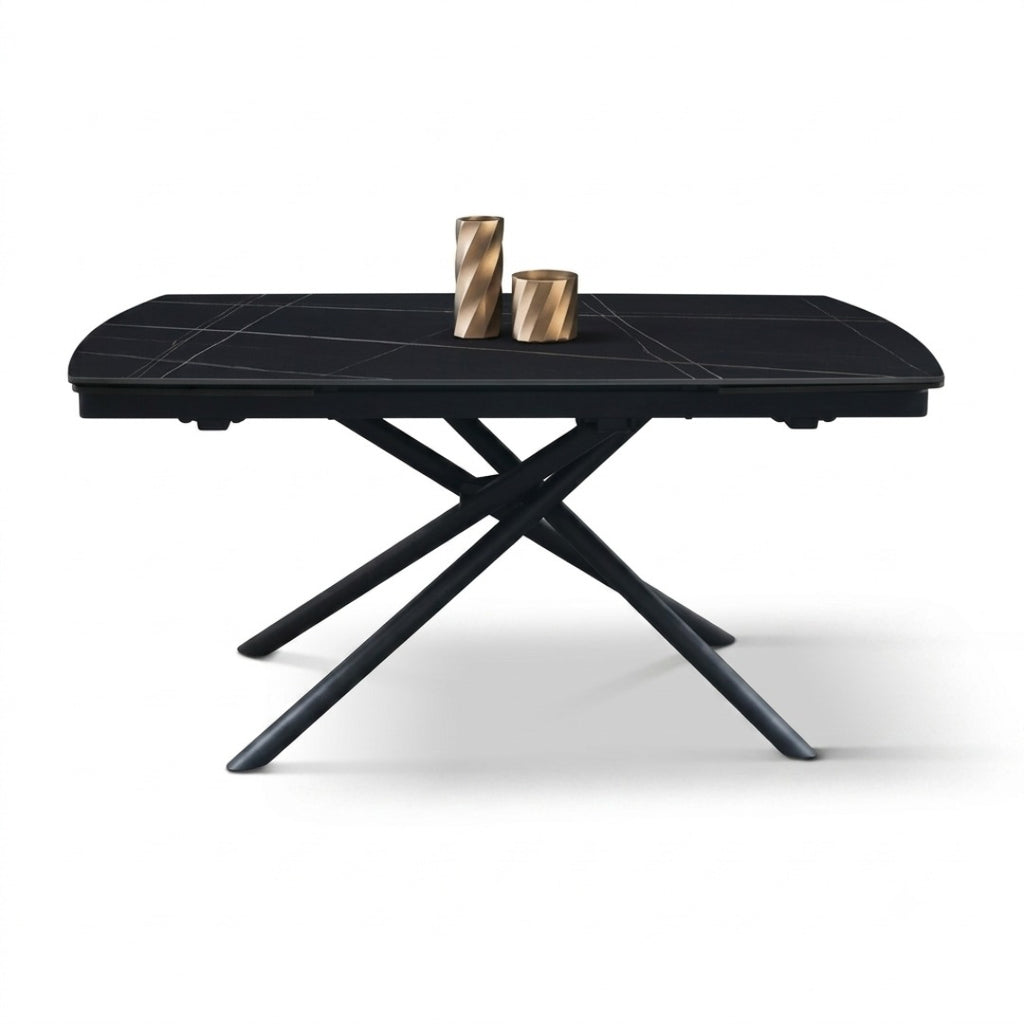 Tavolo Allungabile Vesper – Ceramica Nero e Metallo Nero
