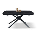Tavolo allungabile Vesper in ceramica nero, base arrotondata in metallo nero