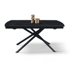 Tavolo allungabile Vesper in ceramica nero, base arrotondata in metallo nero