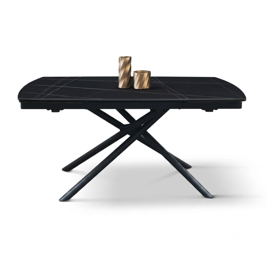 Tavolo Allungabile Vesper – Ceramica Nero e Metallo Nero
