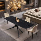 Tavolo Vesper, dettaglio piano in ceramica nero
