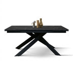 Tavolo allungabile Orion in ceramica marmo nero, vista frontale
