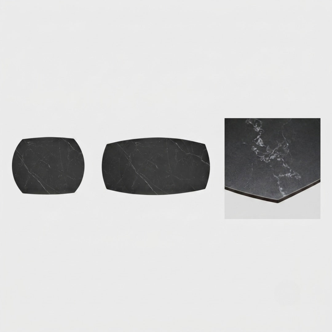 Tavolo Rotante Allungabile Iris – Ceramica Marmo Nero e Nero