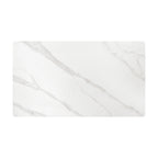 Tavolo Fisso Cerere, dettaglio del piano in gres effetto marmo bianco statuario con venature grigie