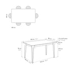 Tavolo Fisso Cerere, scheda tecnica con dimensioni: 140x80 cm, altezza 76 cm