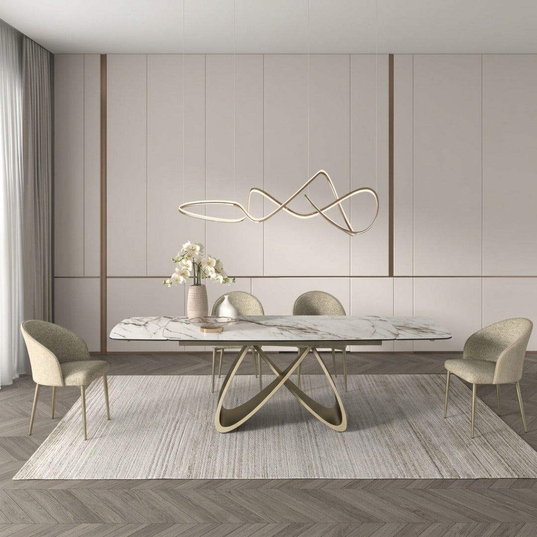 Tavolo Allungabile Aurelia – Ceramica Marmo e Champagne