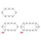 Tavolo Aurelia - schema misure allungamento 220/260 cm