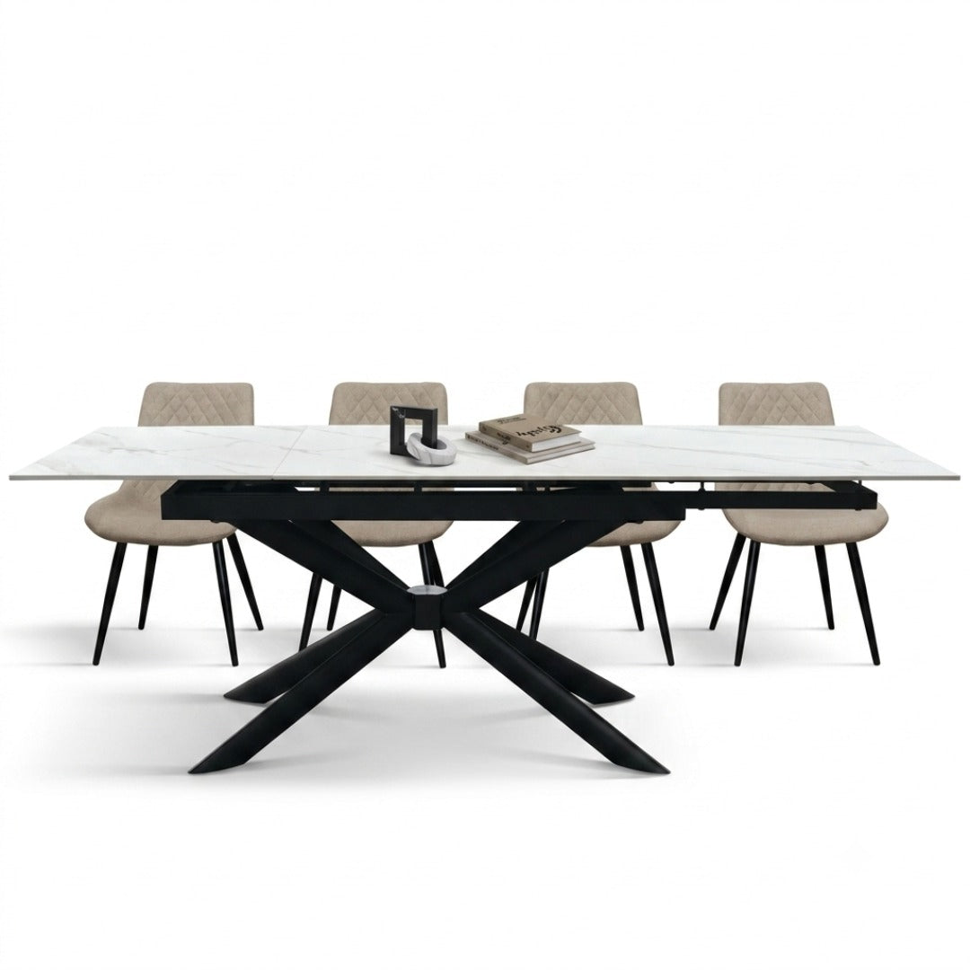 Tavolo Allungabile Vega – Ceramica Bianco Statuario e Nero