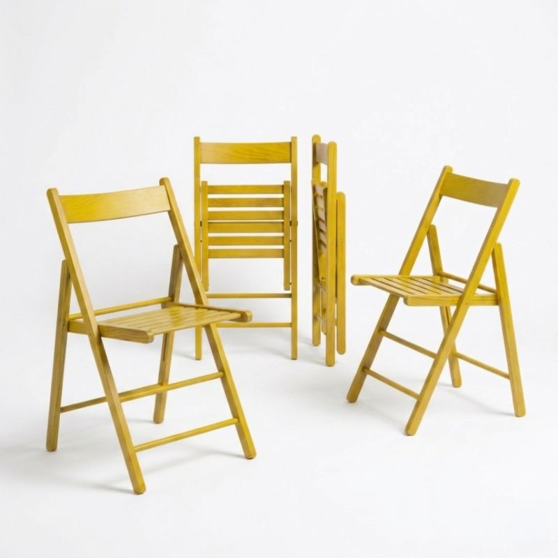 4 Sedie Pieghevoli in Legno - Giallo