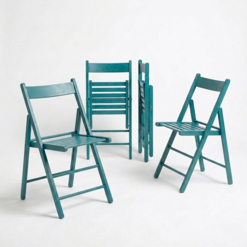 4 Sedie Pieghevoli in Legno - Blu