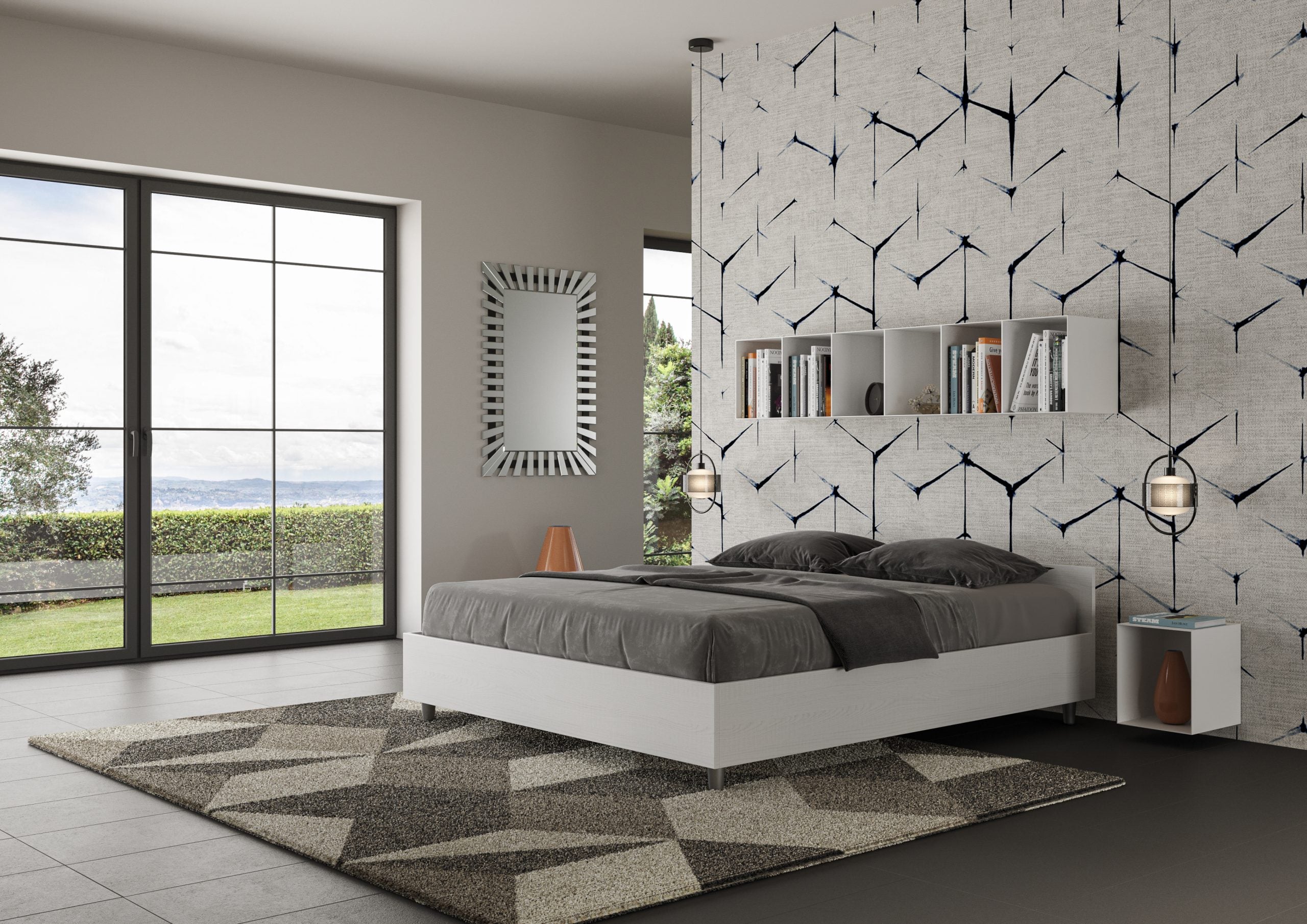 Letto Nuamo Contenitore Doppia Alzata Bianco Frassino laterale