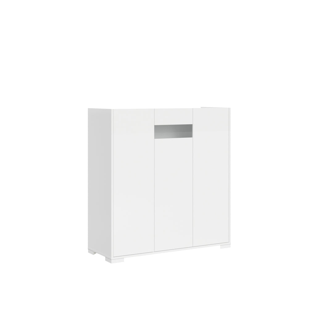 Credenza Alta Riflesso 3 Ante - Bianco Lucido