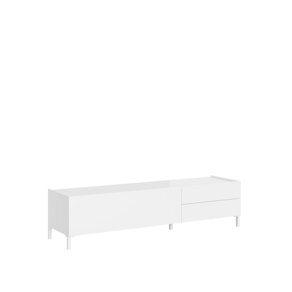 Porta TV Solaria 1 Ribalta e 2 Cassetti - Bianco Lucido
