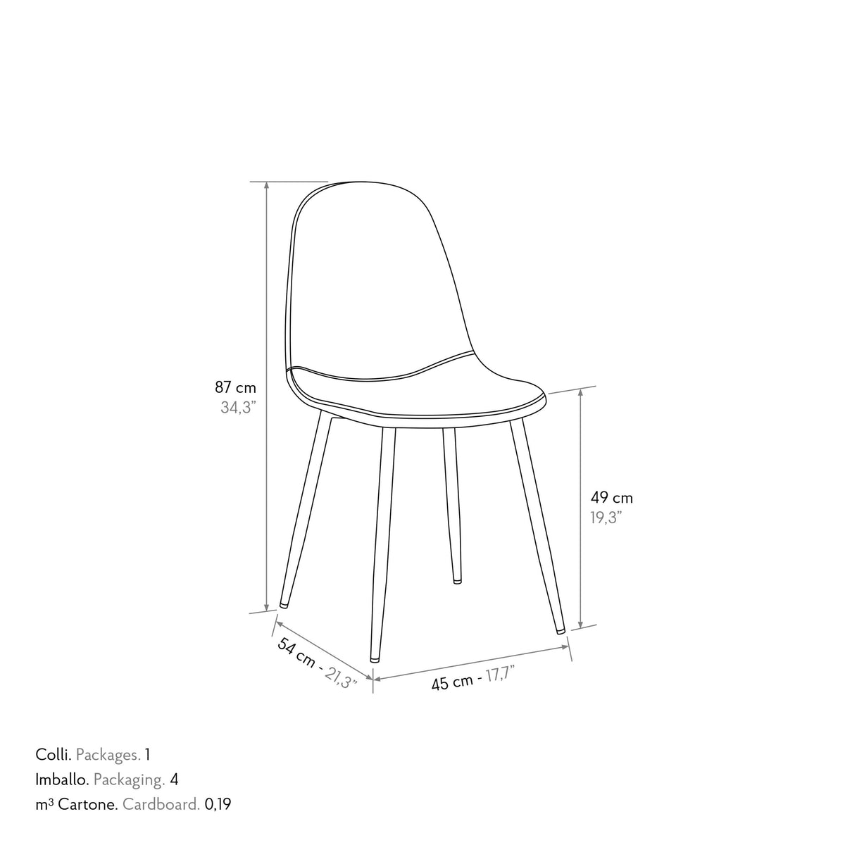 Sedia Camoscio Castagna - viste multiple