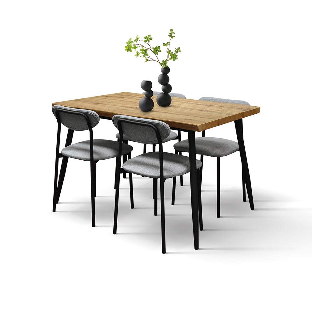 Set da Pranzo Saturno – Rovere e Tessuto Grigio