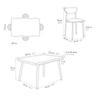 Set Saturno, schema misure tavolo 120x77,5 cm e sedia