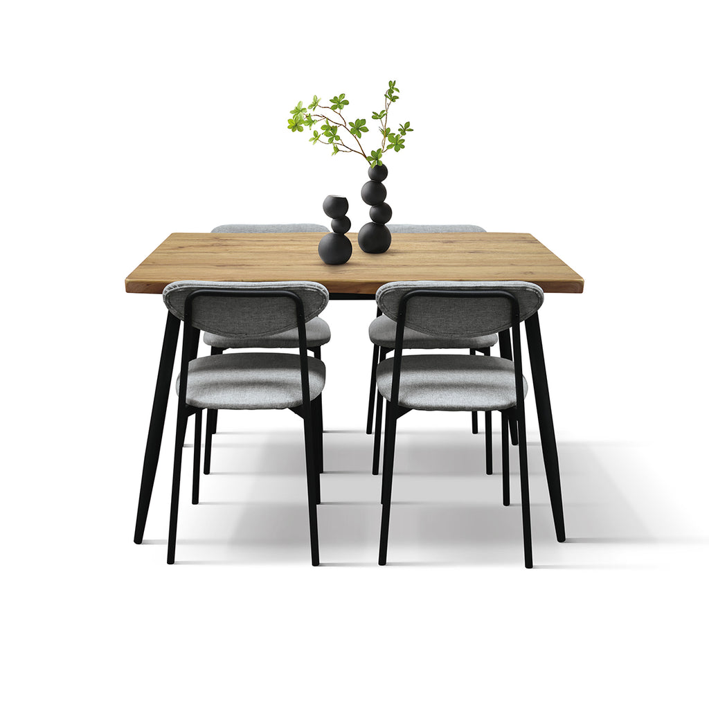 Set da Pranzo Saturno – Rovere e Tessuto Grigio