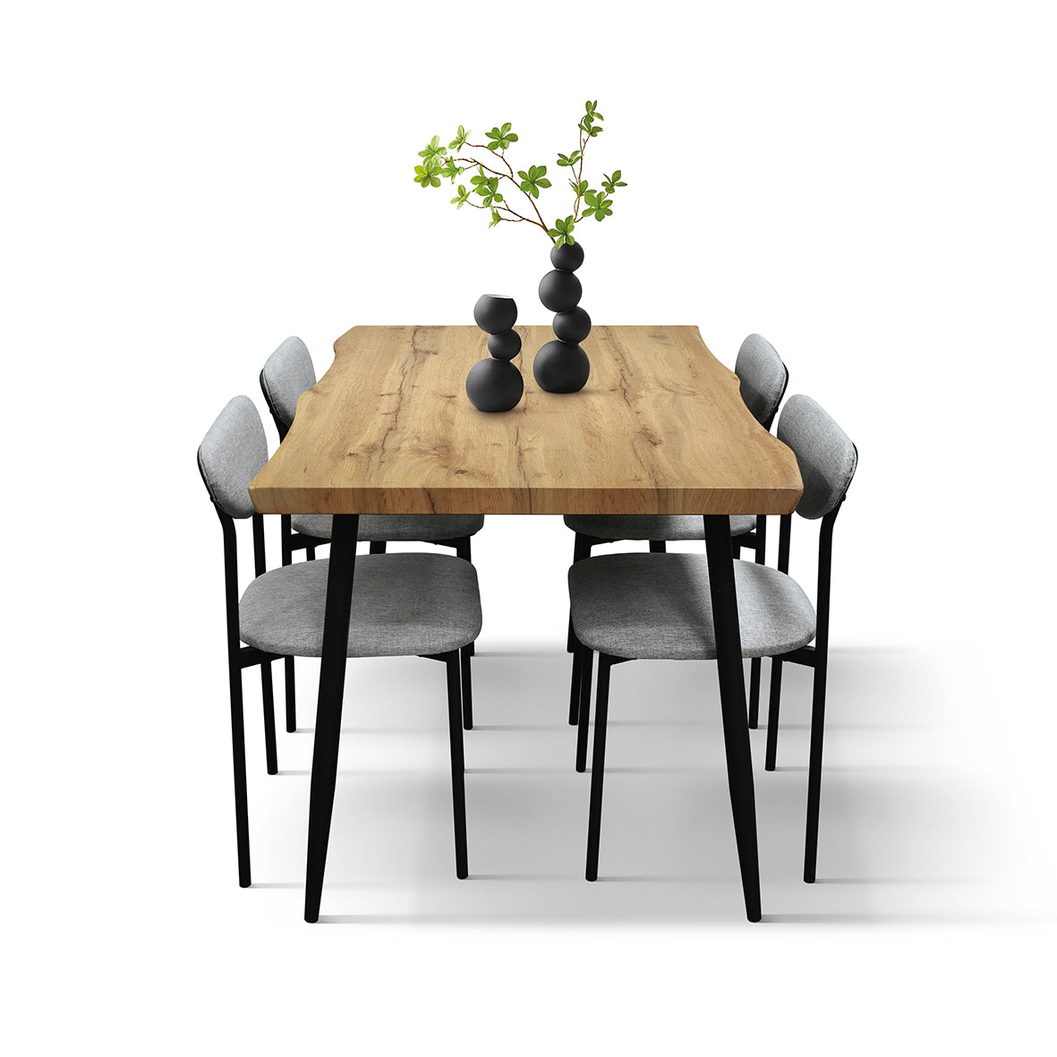 Set da Pranzo Saturno – Rovere e Tessuto Grigio