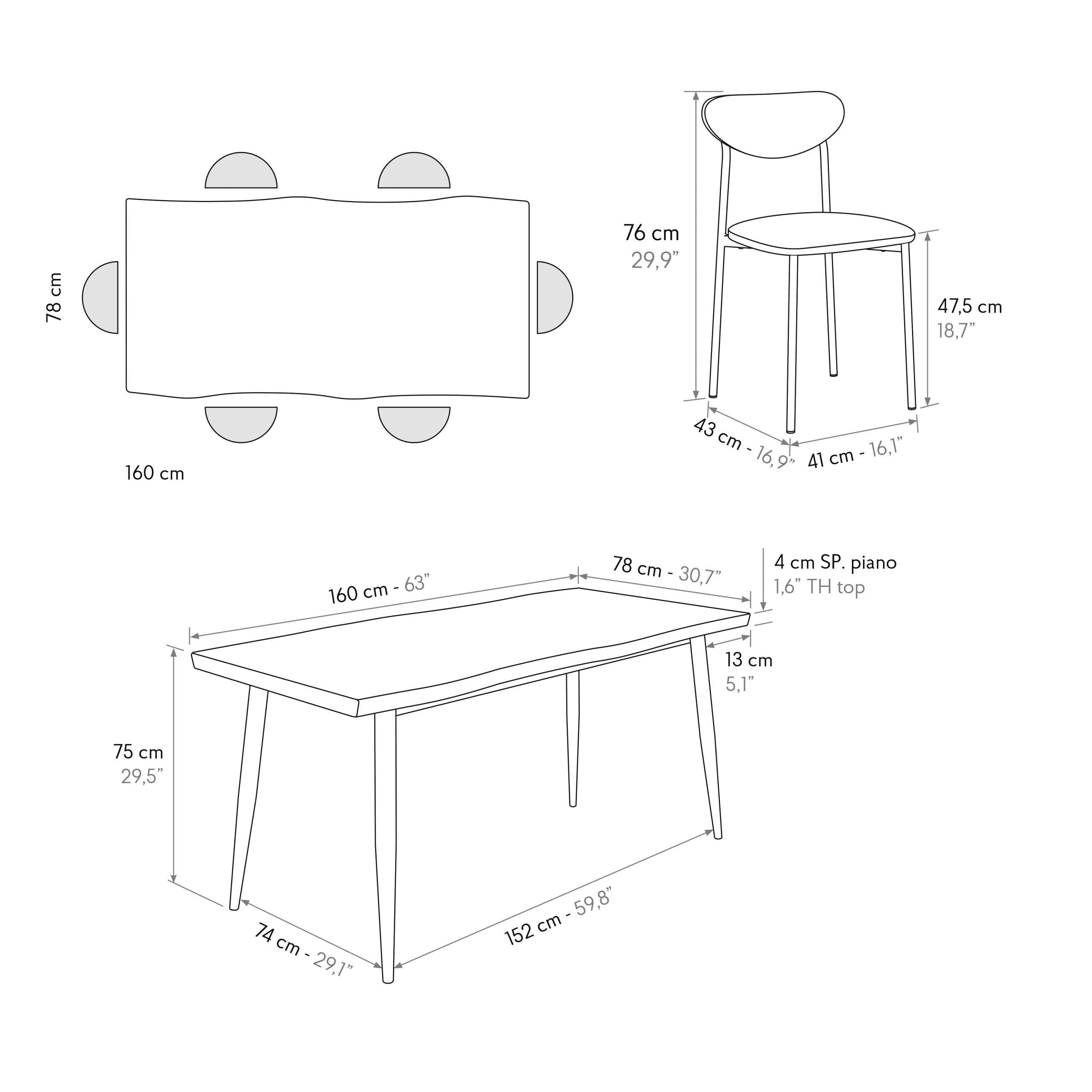 Set da Pranzo Venere – Rovere e Tessuto Grigio