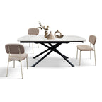 Lyra Extendable Round Table – Statuario White and Black Ceramic