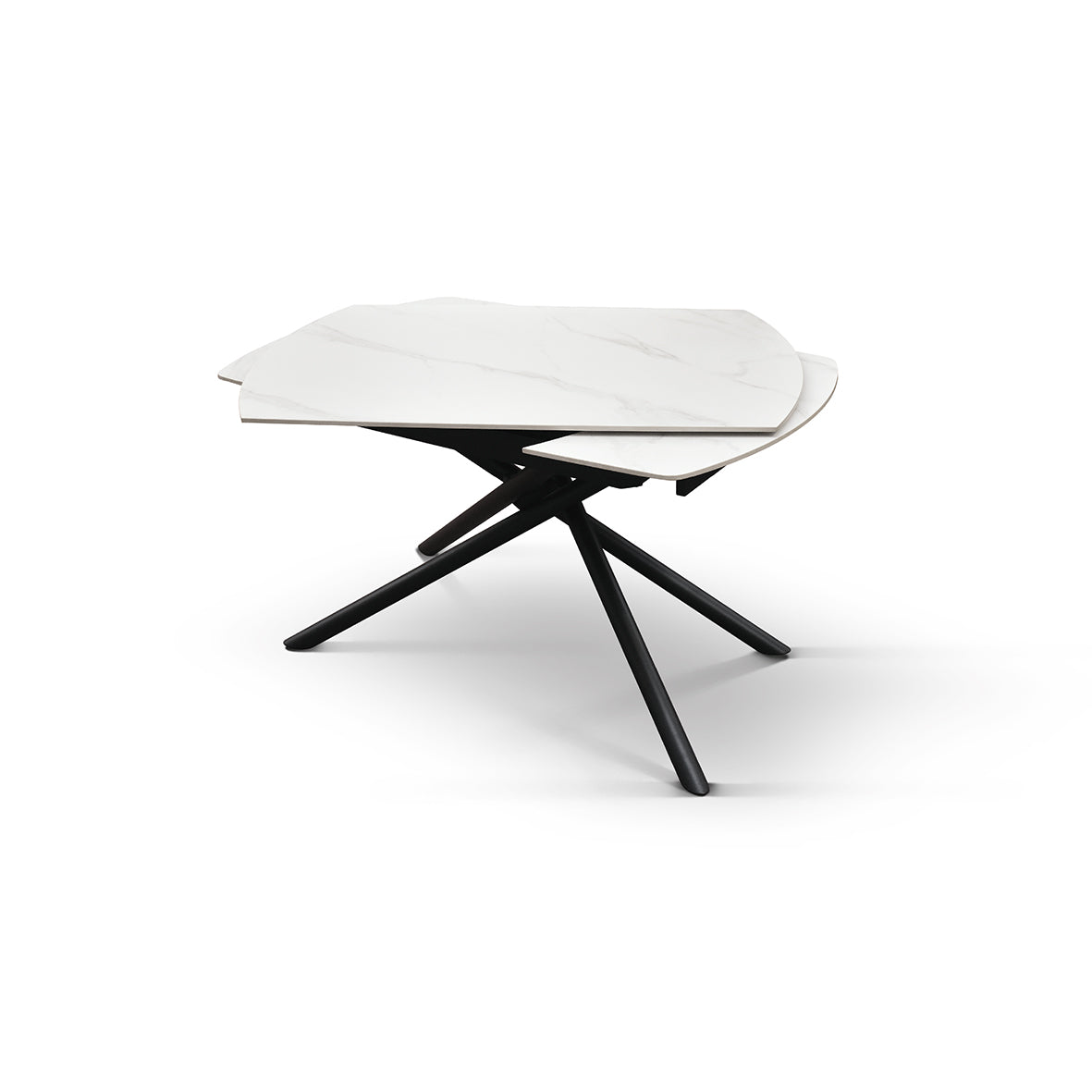 Lyra Extendable Round Table – Statuario White and Black Ceramic