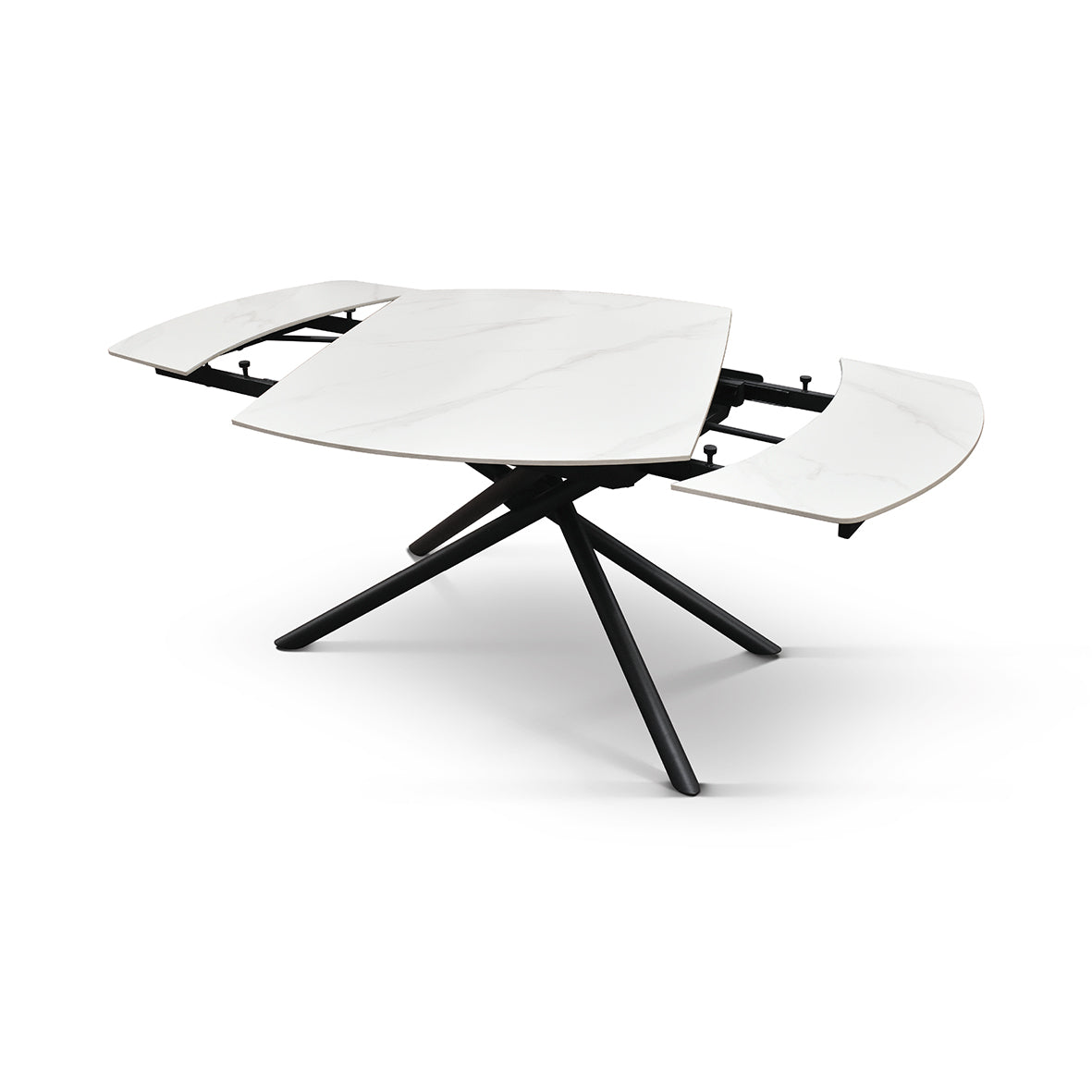 Lyra Extendable Round Table – Statuario White and Black Ceramic