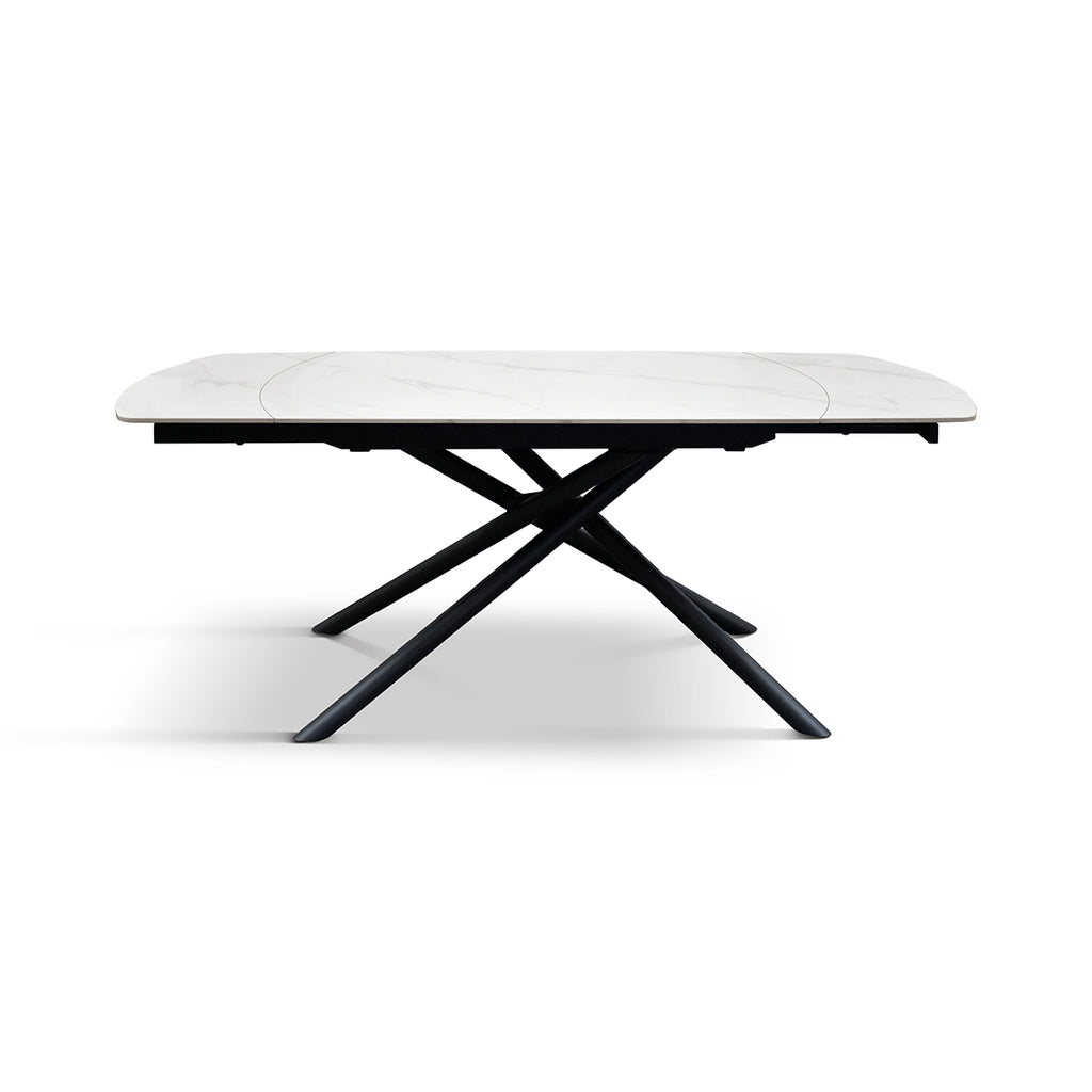 Lyra Extendable Round Table – Statuario White and Black Ceramic