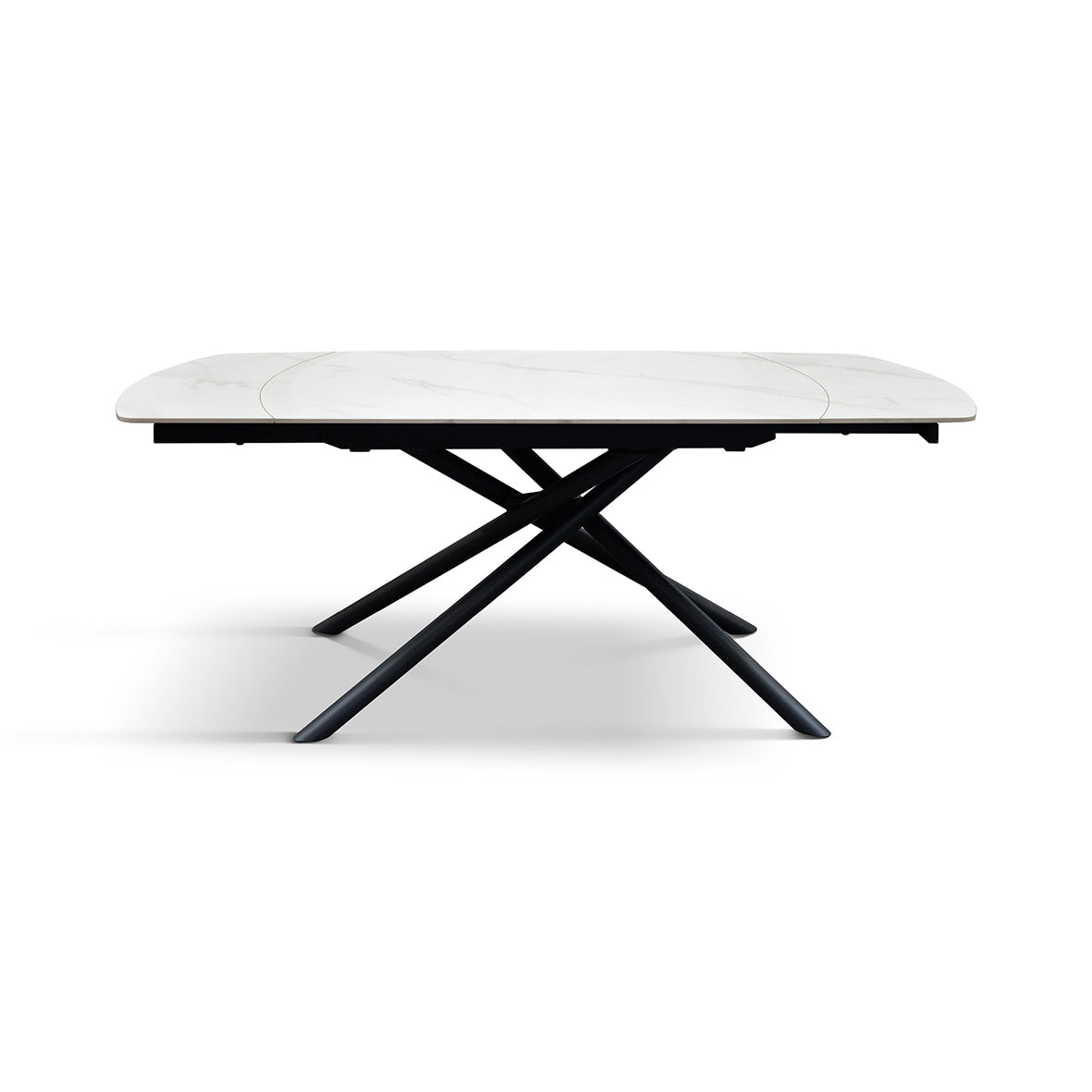 Lyra Extendable Round Table – Statuario White and Black Ceramic