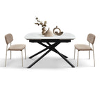 Lyra Extendable Round Table – Statuario White and Black Ceramic