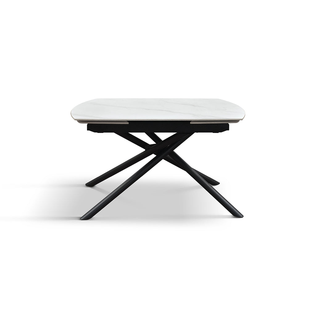 Lyra Extendable Round Table – Statuario White and Black Ceramic