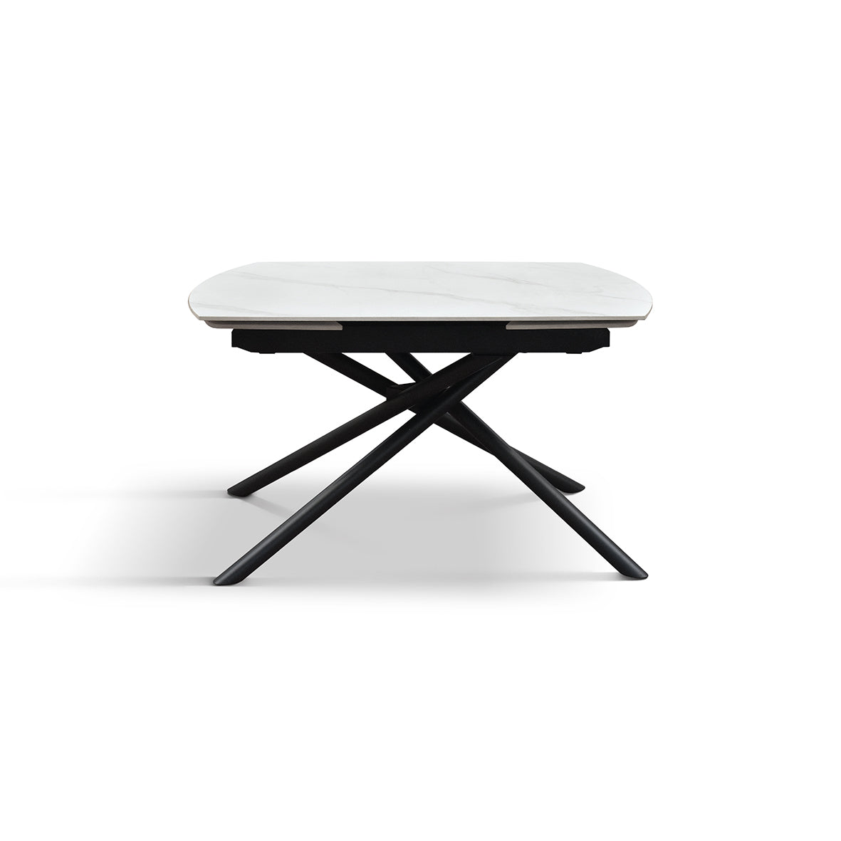 Lyra Extendable Round Table – Statuario White and Black Ceramic