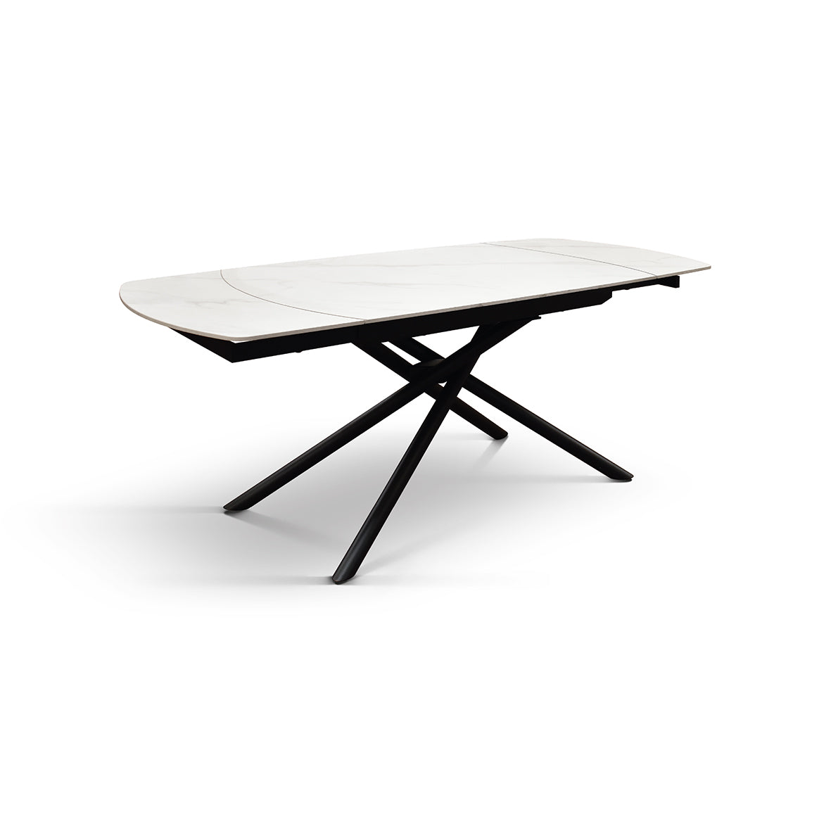 Lyra Extendable Round Table – Statuario White and Black Ceramic