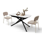 Lyra Extendable Round Table – Statuario White and Black Ceramic