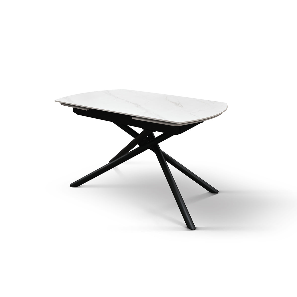 Lyra Extendable Round Table – Statuario White and Black Ceramic