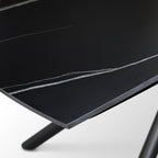 Lyra Extendable Round Table – Black Marble Ceramic and Black