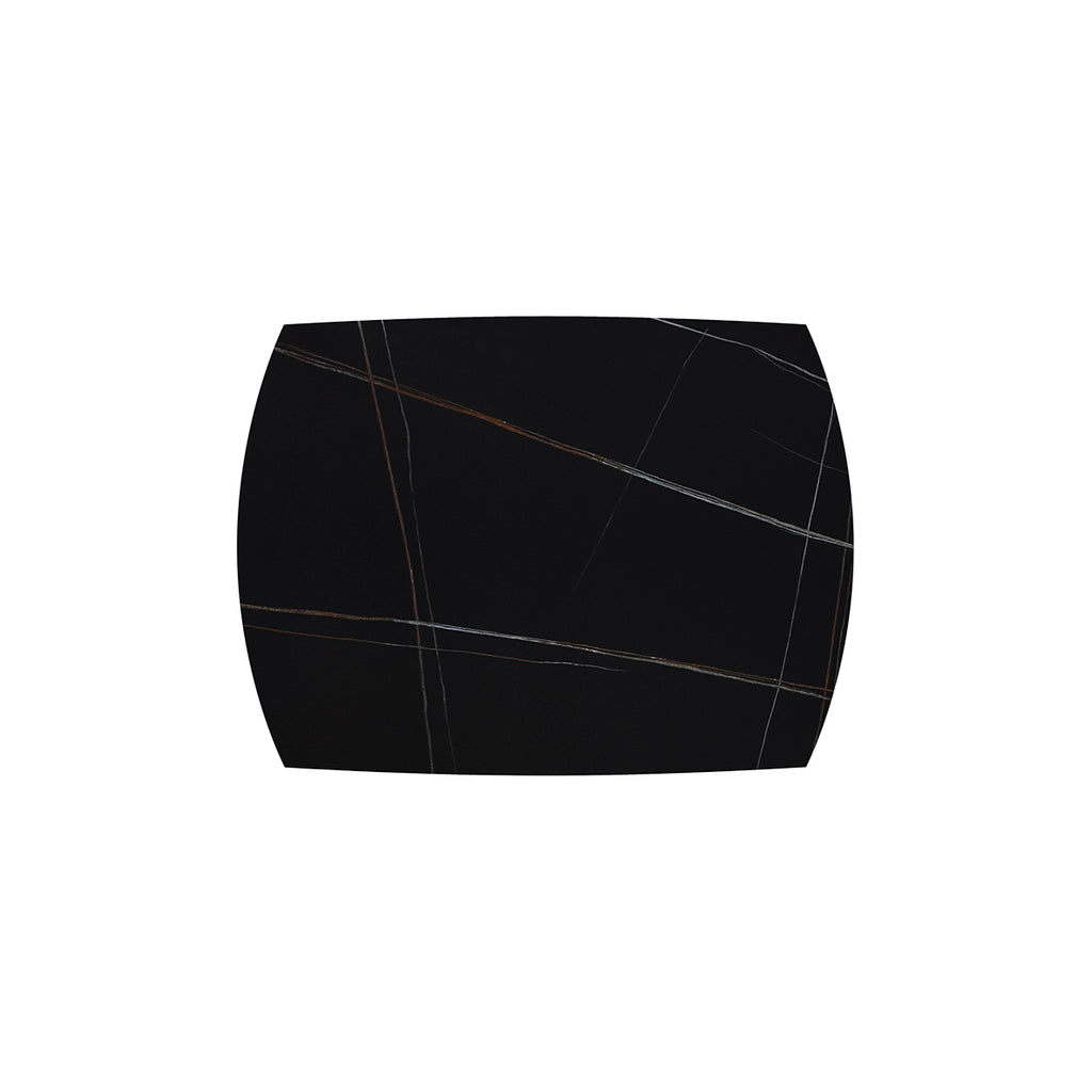 Lyra Extendable Round Table – Black Marble Ceramic and Black