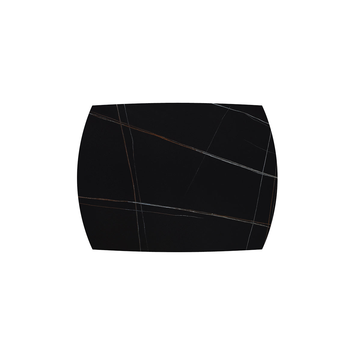 Lyra Extendable Round Table – Black Marble Ceramic and Black