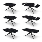 Lyra Extendable Round Table – Black Marble Ceramic and Black