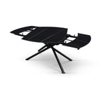 Lyra Extendable Round Table – Black Marble Ceramic and Black