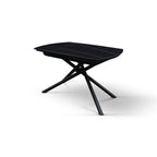 Lyra Extendable Round Table – Black Marble Ceramic and Black
