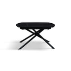 Lyra Extendable Round Table – Black Marble Ceramic and Black