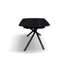 Lyra Extendable Round Table – Black Marble Ceramic and Black