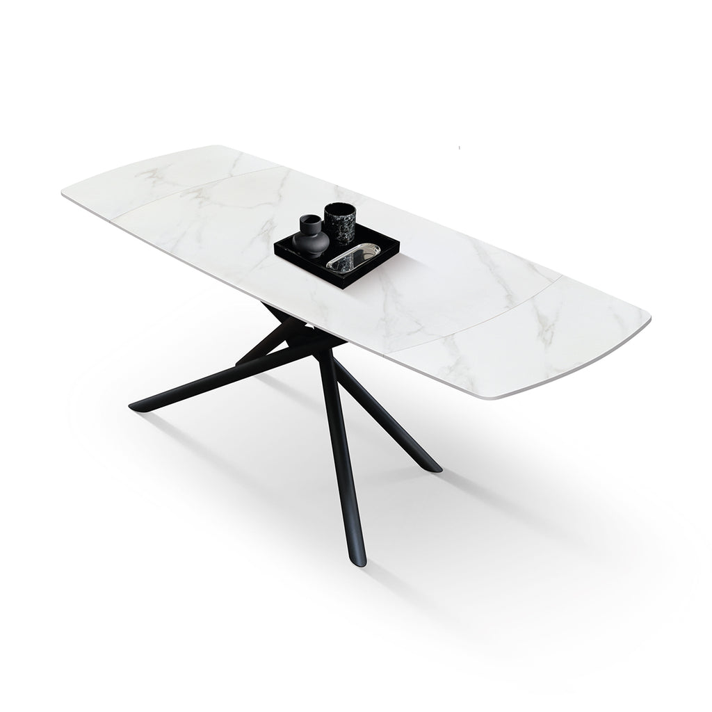Vesper Extendable Table – White Ceramic and Black Metal