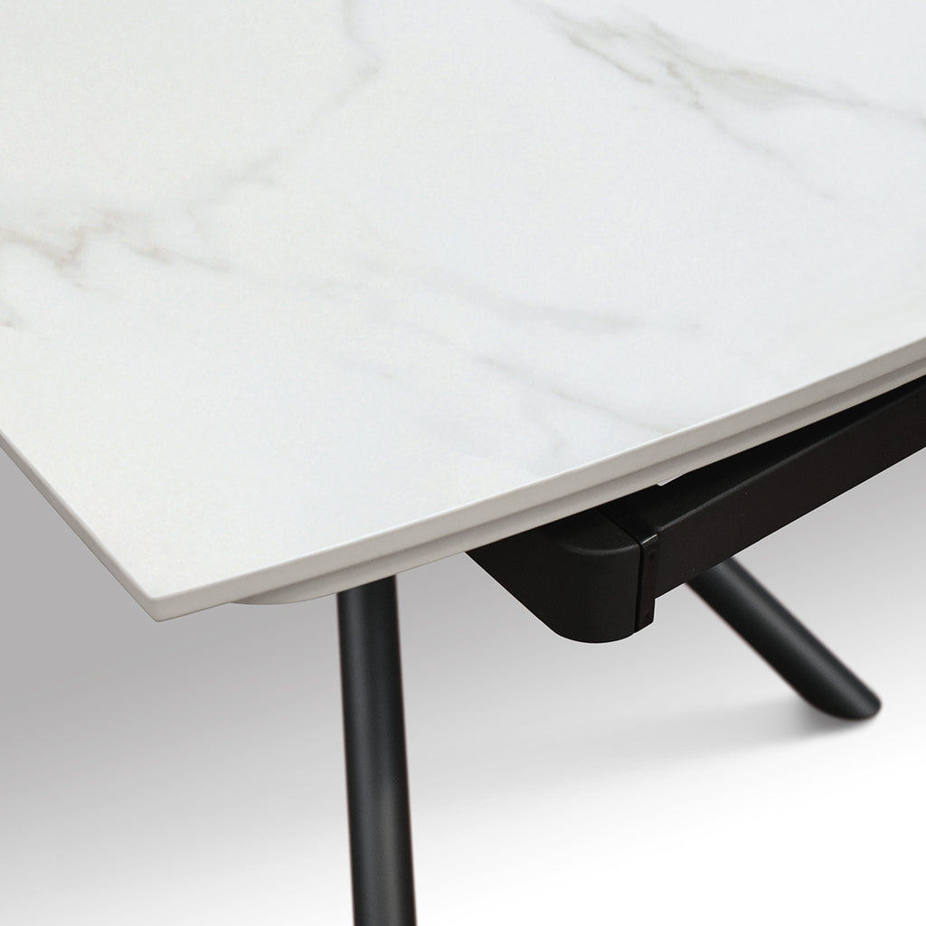 Vesper Extendable Table – White Ceramic and Black Metal