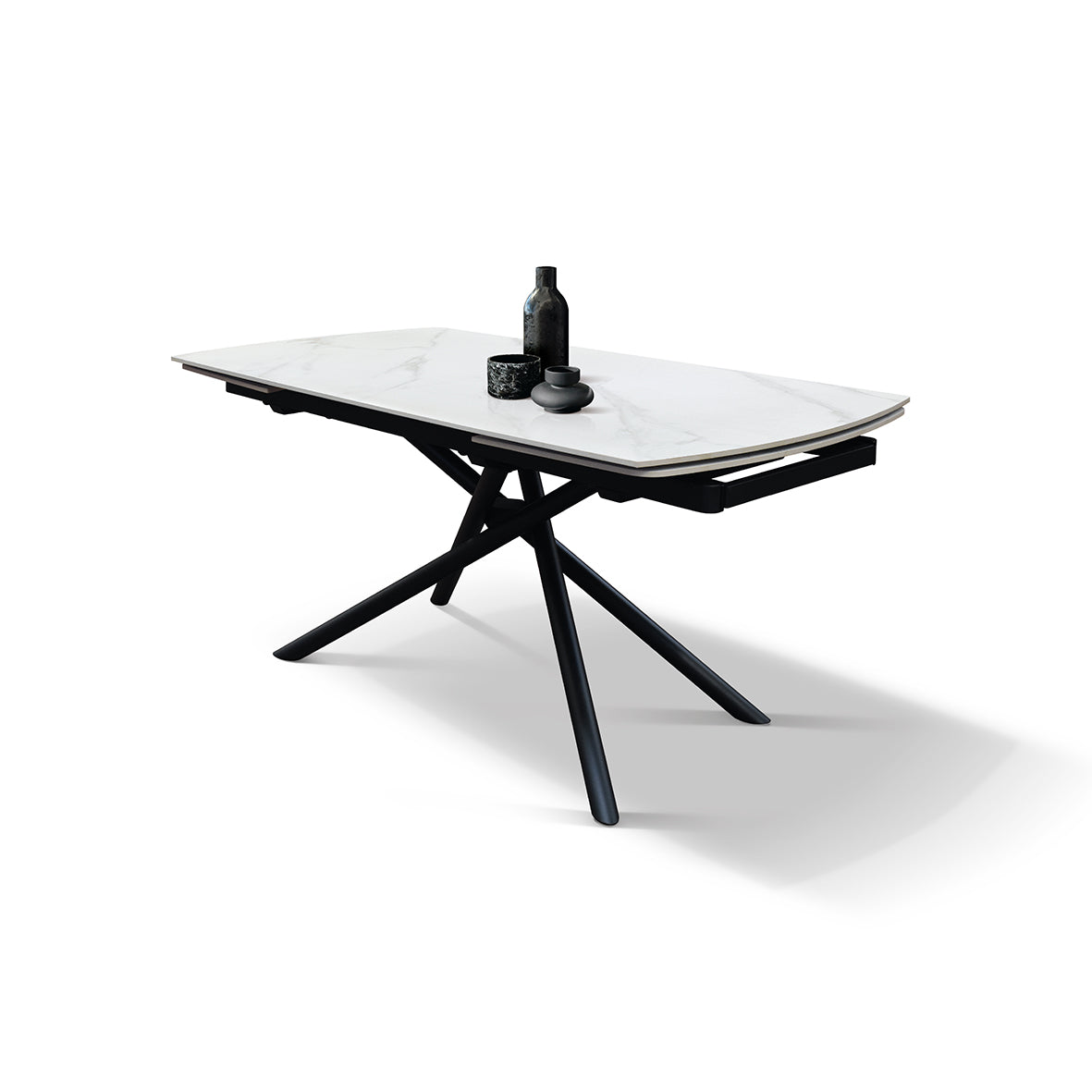 Vesper Extendable Table – White Ceramic and Black Metal