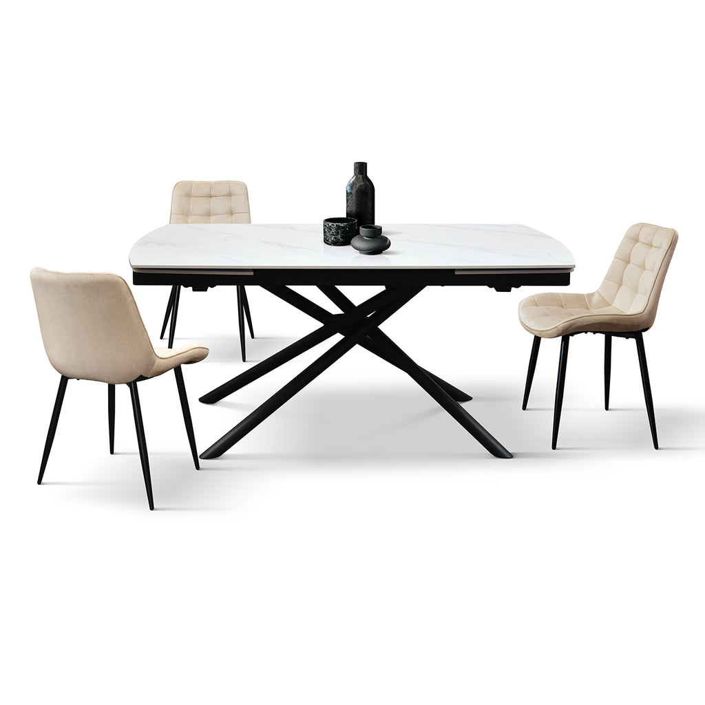 Vesper Extendable Table – White Ceramic and Black Metal