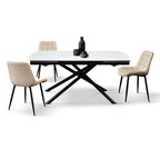 Vesper Extendable Table – White Ceramic and Black Metal