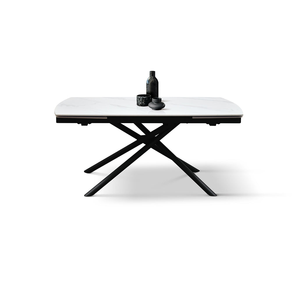 Vesper Extendable Table – White Ceramic and Black Metal